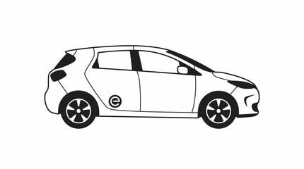 Fototapeta premium Electric hatchback car icon on a transparent background