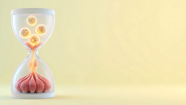 Cellular Aging Representation with Biological Tissue Inside an Hourglass