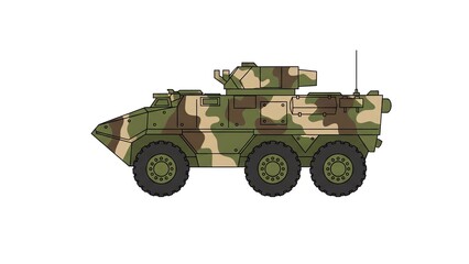 Fototapeta premium Military armored vehicle with camouflage pattern and turret