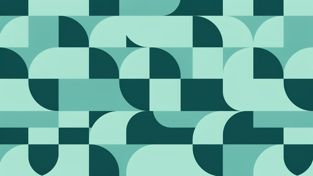 Dynamic half-circle tessellation background in mint and teal
