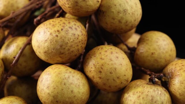 Fresh Longan Fruits in a Woven Basket