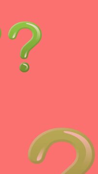 Animation of online green question mark icons moving on pink background
