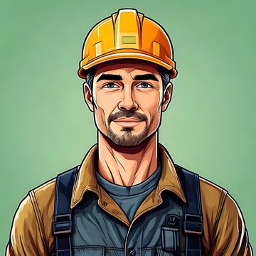 Portrait of a confident construction worker wearing a hard hat.