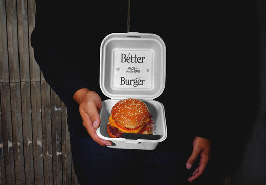 Takeaway Burger Box Mockup