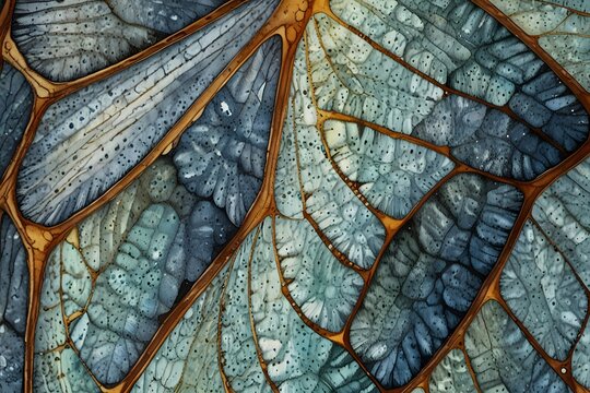Zoomed-in view of a butterfly wing under a microscope