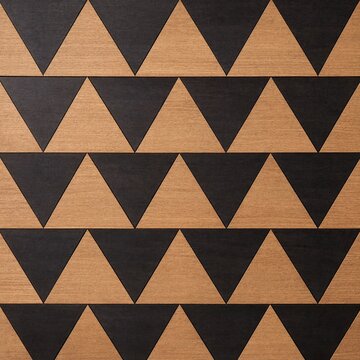 Seamless geometric pattern with alternating black and wooden triangle shapes repeating