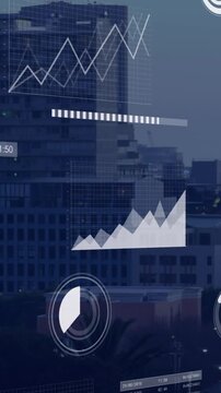 Animation of data processing and scope scanning over cityscape