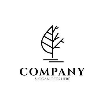 Minimalist Tree Branch Line Art Logo Icon