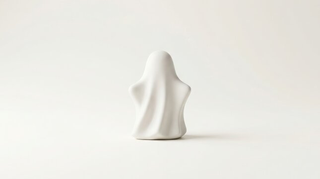 Halloween ghostly figure standing on a surface with dramatic