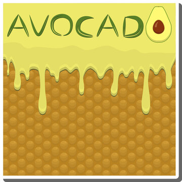 Sweet liquid jam avocado dripping down waffle cookie