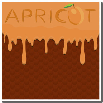 Sweet liquid jam apricot dripping down waffle cookie