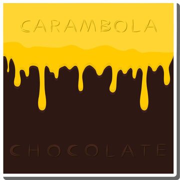 Sweet liquid jam carambola dripping down chocolate
