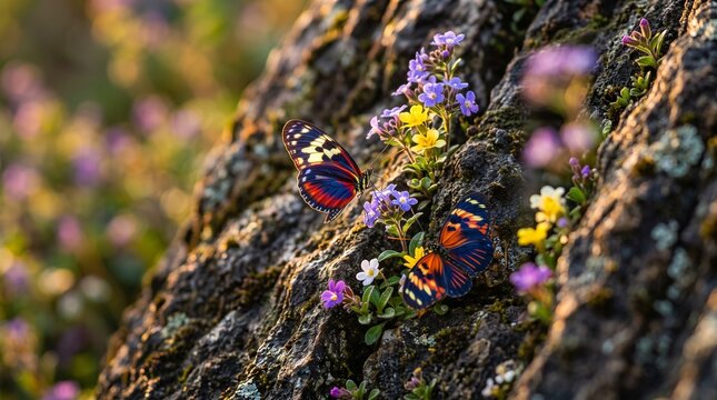 Butterflies on flowers
