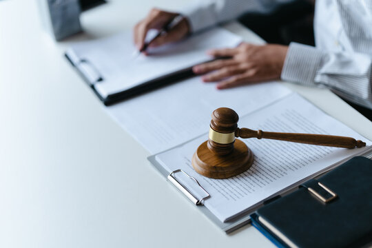 Lawyer analyzing on cases in law firm office