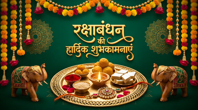 Happy raksha bandhan or rakhi indian festival and typography in illustration
