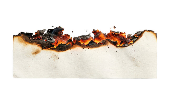 Burning paper edge isolated on transparent background
