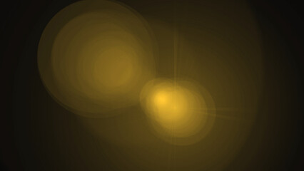 Fototapeta premium Warm yellow bokeh circles and soft light flares on black background creating artistic blurred lighting effect for elegant backdrop design and creative visual overlay projects in high resolution