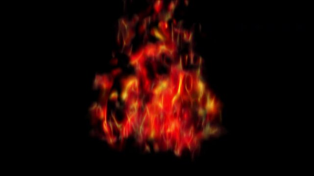 4k Realistic fire flames VFX animation burning on a black background for digital motion graphics design