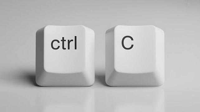 Ctrl C keyboard keys representing copy command and digital computer shortcut