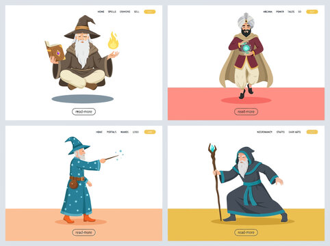 Fantasy Wizard and Magician Landing Page Web Banner Templates