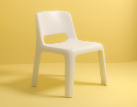 Modern Plastic Chair on a Yellow Background