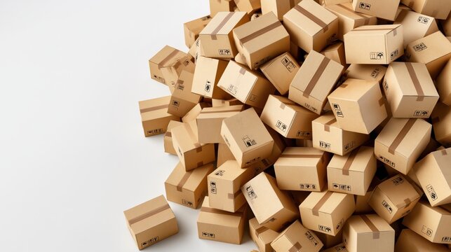 The Cardboard Boxes Tower in a Shipping Warehouse Creates Busy Impromptu Montage