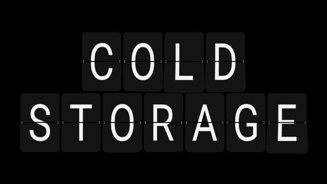 Split-Flap Blank to COLD STORAGE Industrial Display Animation on Black Background