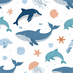 Naklejka premium cute sea animals