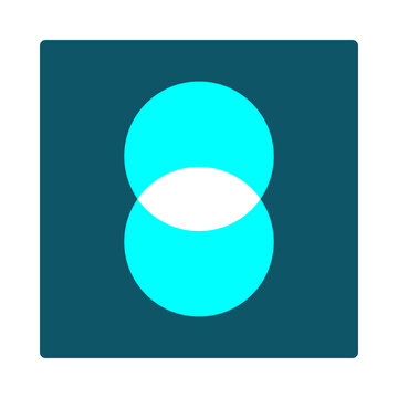 Venn Diagram Icon - two overlapping circles with the shared intersection punched through to highlight where sets overlap