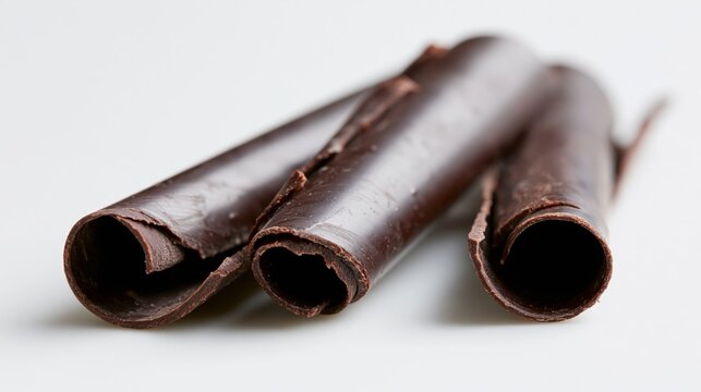 The Dark Chocolate Rolls Close-Up: Glossy, Cigar-Shaped Sticks of Chocolate
