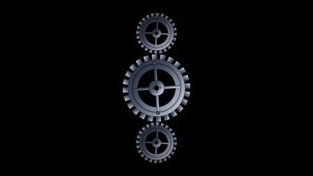 Interlocking metal gears with circular cogs for engineering, mechanism design and industrial automation