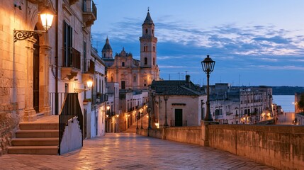 Naklejka premium Italy Puglia Lecce Scenic Town at Blue Hour