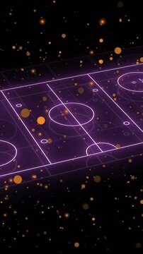Hockey rink animation with glowing lines over floating particles