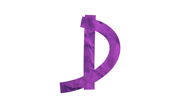 3D purple letter D logo icon isolated on white background for branding design