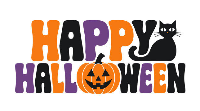 Halloween Pumpkin Jackolantern Portrait with Bright Orange Face.
