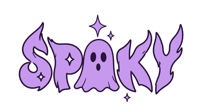 Cartoon Ghost Character With Spooky Expression.