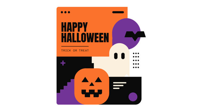 Halloween Pumpkin On Smartphone Screen Illustration.