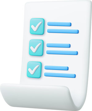 3d White paper task management todo check list
