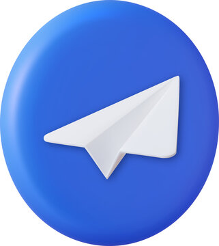3d Telegram app icon symbols.