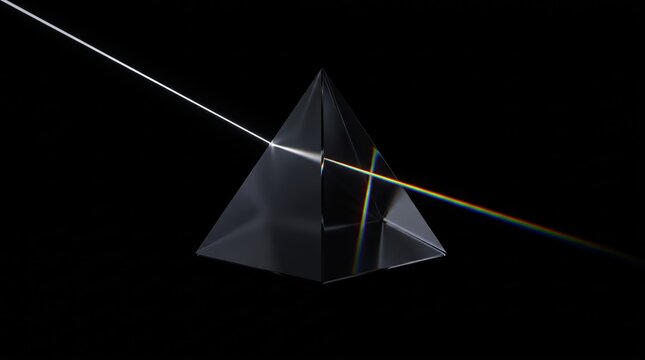 Obsidian Glass Prism OLED Wallpaper with Rainbow Light Dispersion on Pure Black Background