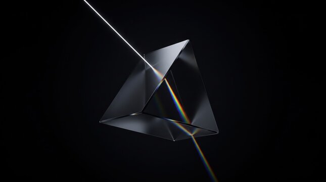 Obsidian Glass Prism OLED Wallpaper with Rainbow Light Dispersion on Pure Black Background