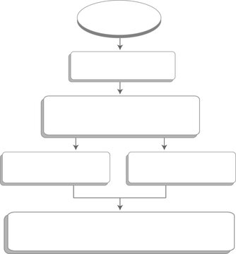 Flowchart diagram with hierarchical process steps and decision points for business planning