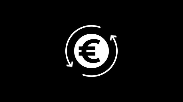 Euro banking icon. euro currency symbol with round arrow rotating animation.