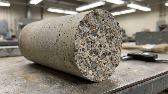 Concrete Core Sample Prepared for Strength Testing
