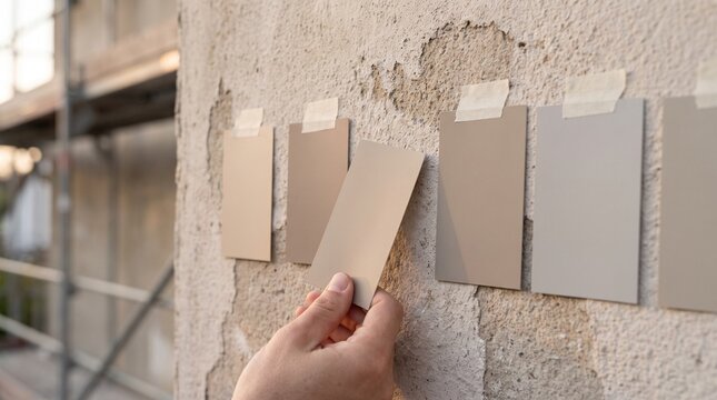 Architectural Color Samples on Textured Stucco Wall