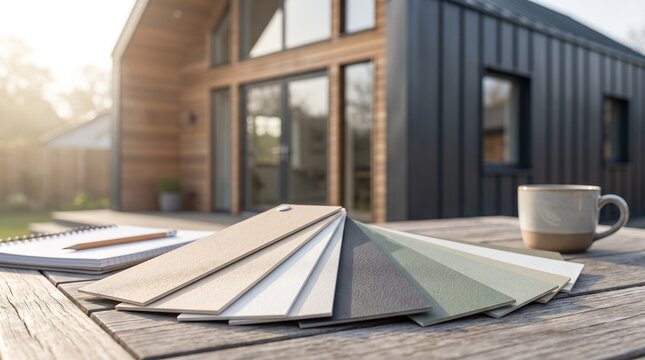 Exterior Paint Swatches with Modern Residential Building
