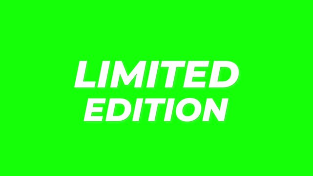 Limited edition text animation featuring dynamic fire sparks and glowing lens flare effects on green screen with edition appearing intense vibrant green background