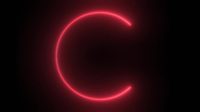 Abstract neon light circle loading frame animation .Seamless looping round circle picture frame with two tone neon motion graphic