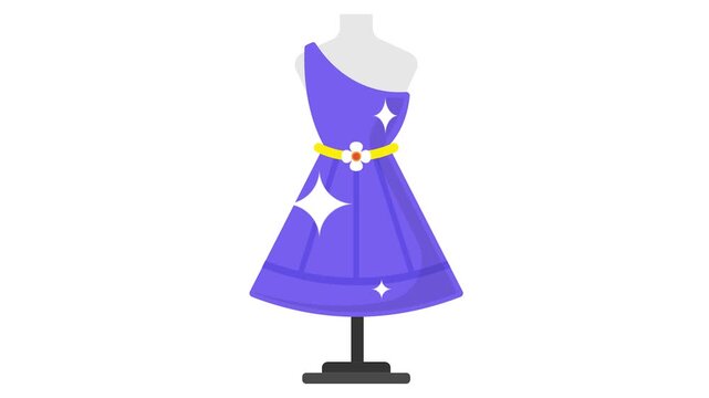 Single shoulder dress with tie animation, Curvy women costume animated video, Glamour and beauty clip, Haute couture footage, Fashion Show and Exhibition motion graphics