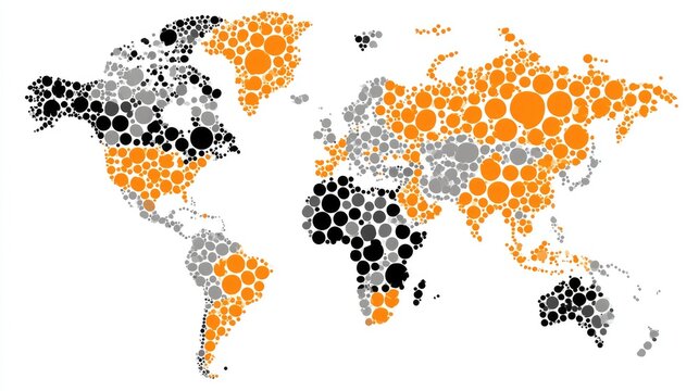 Global map composed of numerous overlapping colored circles representing countries